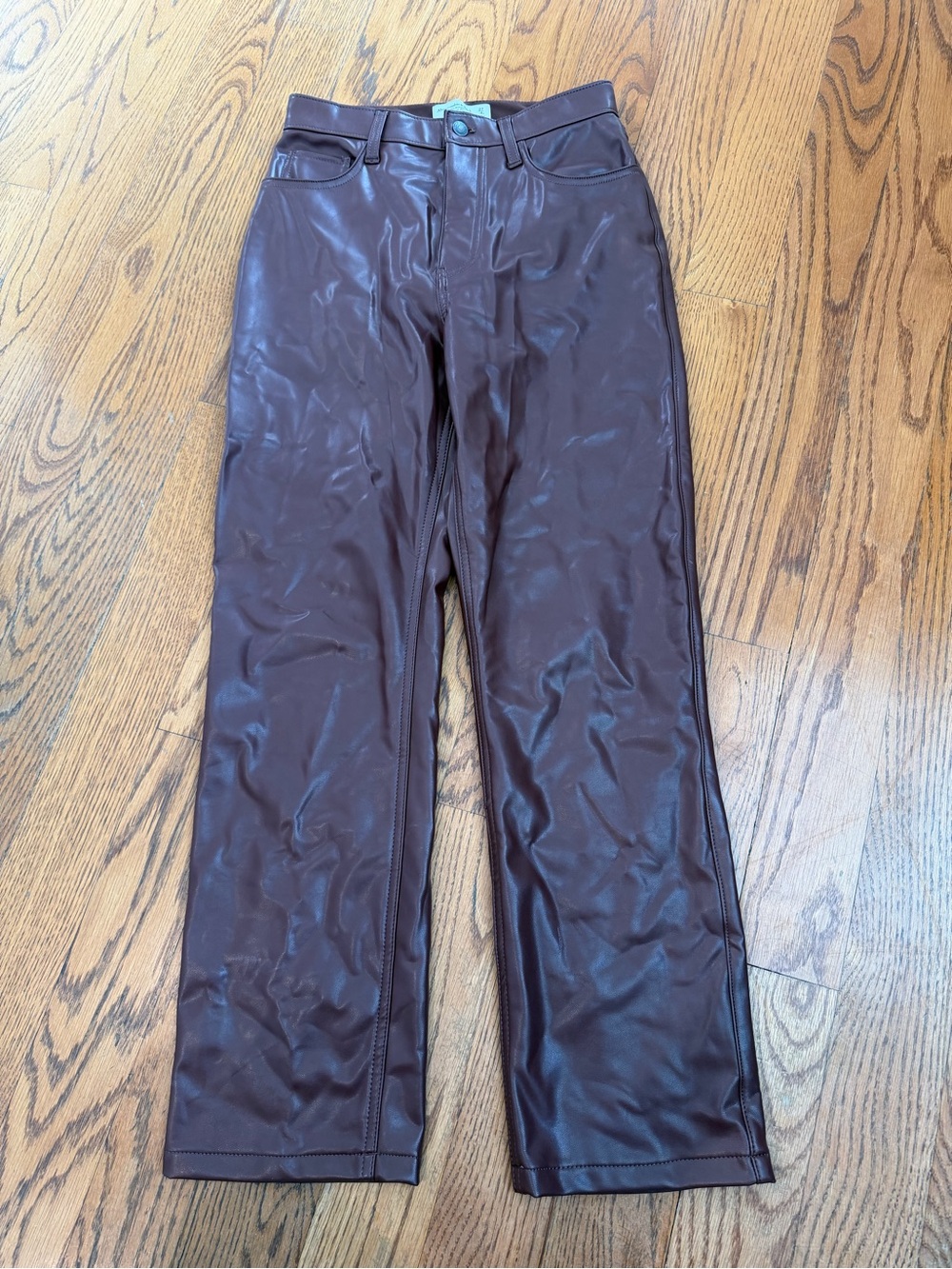 Abercrombie & Fitch Women's Faux Leather Straight-Leg Pants - Dark Brown 27/4 S